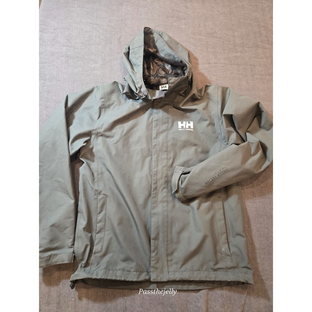 Helly Hansen Rain Jacket Mens S Green Seven J Windproof Waterproof Breathable
